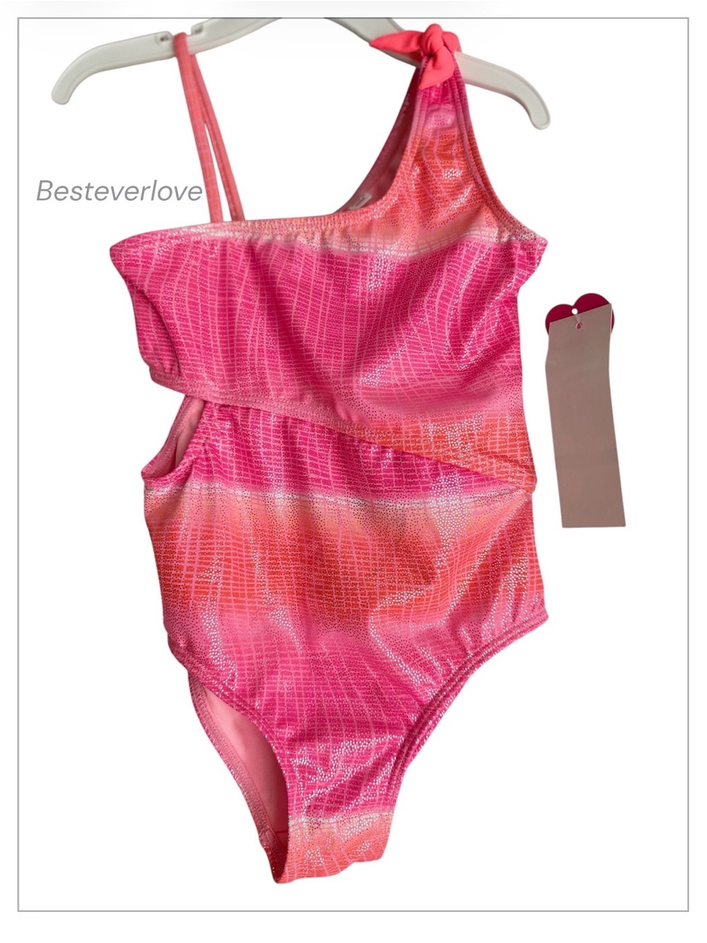NWT Little Platinum Girls’ One-Shoulder One-Piece Swimsuit Size 4/5 Little Kids